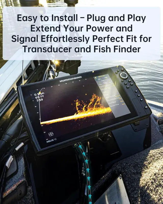 Alt view image 2 of 5 - 10FT Extension Cable Compatible with Humminbird Transducer 720096-2 ECM30 Extension Cable for Helix 5 7 8 9 10 12 15, PiranhaMAX