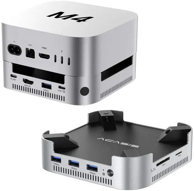 Main image of Mac mini M4 Dock & Stand with Dual-Bay NVMe SSD Enclosure | Aluminum HDMI Hub for Mac mini M4 and M4 Pro 2024, 4K60Hz HDMI,4 X 10G USB A, PD 30W, SD/TF, Support SSD B+M M-Key
