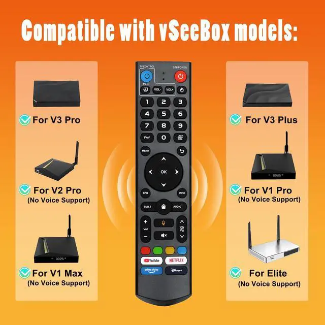 Alt view image 2 of 7 - Replacement V3 Pro Voice Remote Control Compatible with vSeeBox V5 Pro / V3 Plus/V3 / V2 / V1 Pro/V1 Max/Elite/Max(Without Backlight Function)