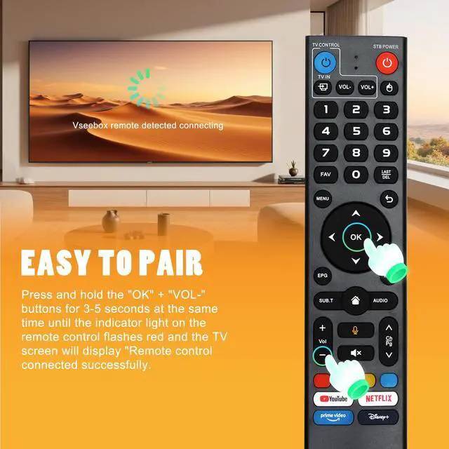 Alt view image 6 of 7 - Replacement V3 Pro Voice Remote Control Compatible with vSeeBox V5 Pro / V3 Plus/V3 / V2 / V1 Pro/V1 Max/Elite/Max(Without Backlight Function)