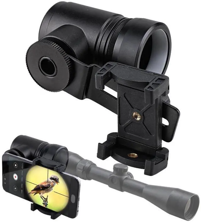 Main image of Aluminum Scope Phone Adapter, Dual View Smartphone Mount | Dual-view design; stable phone alignment; fast mounting