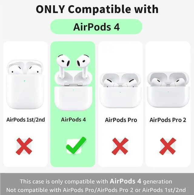 Alt view image 2 of 6 - for AirPods 4 Case, Compatible with AirPods 4th Generation Case, Leather Full Body Shockproof Protective Cover for AirPods 4th Generation Cover, Random Pattern (C)