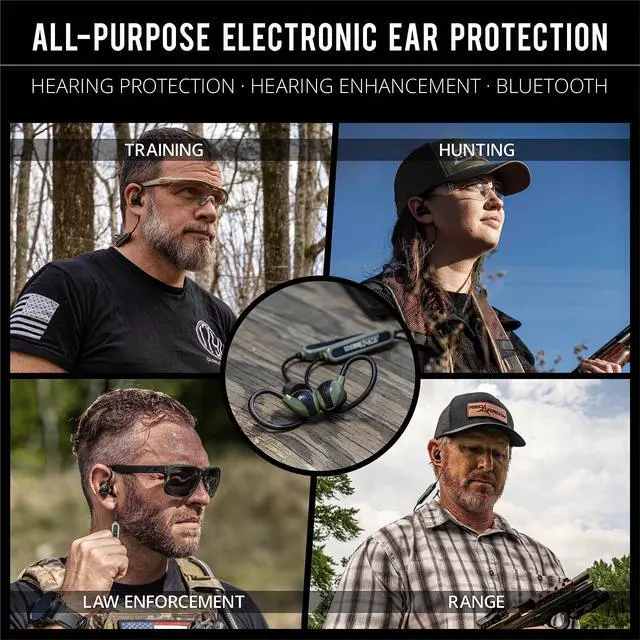 Alt view image 2 of 7 - Sport Advance Bluetooth Shooting Ear Protection for Gun Range | Bluetooth hearing protection for shooters, tactical shooting earbuds, OD green, designed for gun range use