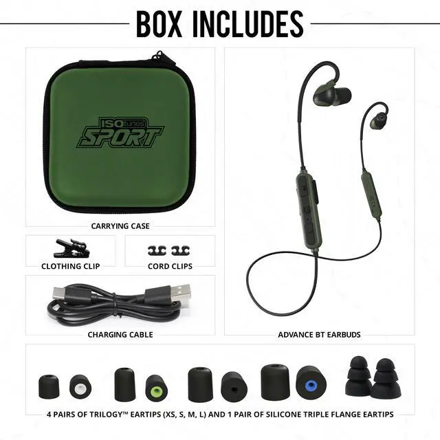 Alt view image 5 of 7 - Sport Advance Bluetooth Shooting Ear Protection for Gun Range | Bluetooth hearing protection for shooters, tactical shooting earbuds, OD green, designed for gun range use