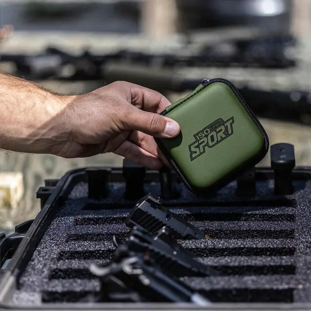 Alt view image 6 of 7 - Sport Advance Bluetooth Shooting Ear Protection for Gun Range | Bluetooth hearing protection for shooters, tactical shooting earbuds, OD green, designed for gun range use