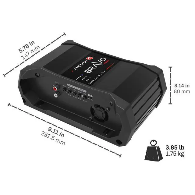 Alt view image 6 of 7 - Bravo Full 1200 1 Ohm Mono Car Amplifier, 1200.1 1.2K Watts RMS, 1 Stable Car Audio, HD Sound Quality, Crossover & Bass Boost, Car Stereo Speaker Subwoofer MD, Smart Coolers