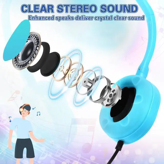 Alt view image 2 of 7 - Bulk Headphones 50 Pack Multi Colored for Kids School Classroom,Durable Wholesale Wired On Ear Headphones for Student Toddler Boys Girls Adults,HD Sound 3.5mm Jack(10 Colors)