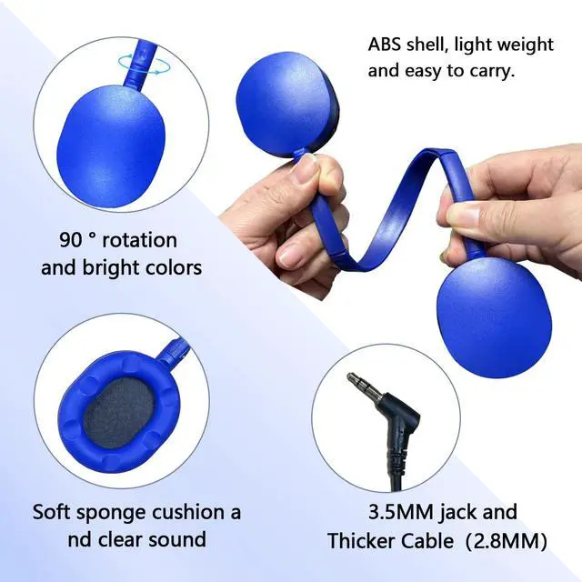 Alt view image 3 of 7 - Bulk Headphones 50 Pack Multi Colored for Kids School Classroom,Durable Wholesale Wired On Ear Headphones for Student Toddler Boys Girls Adults,HD Sound 3.5mm Jack(10 Colors)
