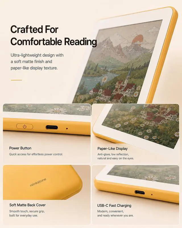 Alt view image 3 of 7 - Color E-Reader - 6" Color Ink Ebook Reader with Open Android System, Supports Mainstream Reading Apps, 32GB Portable E-Ink Tablet for Comics & Manga, 138g Lightweight with Eye-Friendly Front Light