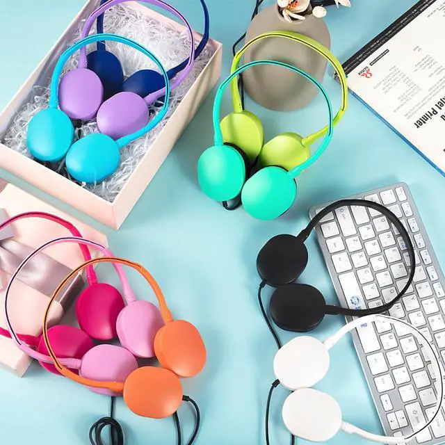 Alt view image 6 of 7 - Bulk Headphones 50 Pack Multi Colored for Kids School Classroom,Durable Wholesale Wired On Ear Headphones for Student Toddler Boys Girls Adults,HD Sound 3.5mm Jack(10 Colors)