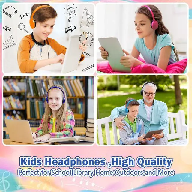 Alt view image 7 of 7 - Bulk Headphones 50 Pack Multi Colored for Kids School Classroom,Durable Wholesale Wired On Ear Headphones for Student Toddler Boys Girls Adults,HD Sound 3.5mm Jack(10 Colors)