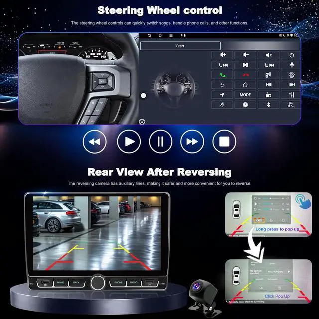 Alt view image 5 of 6 - 4+64G Car Radio for Ford F150 F-150 2009 2010 2011 2012 2013 2014, IPS Touch Screen Wireless CarPlay & Android Auto Stereo, 5G WiFi Bluetooth FM GPS DSP SWC Backup Camera, Type C Fast Charging