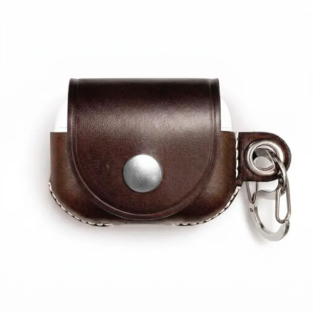Alt view image 2 of 7 - Genuine Leather AirPods Pro 3 Case - Handcrafted Wireless Charging Holder Anti-Lost Carabiner Clip Premium Holster, Compatible with Apple AirPods Pro 3, Qi and MagSafe Charging (Brown)