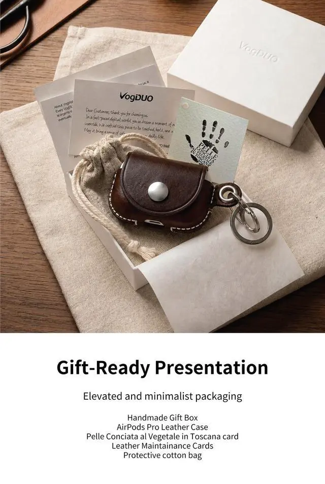Alt view image 7 of 7 - Genuine Leather AirPods Pro 3 Case - Handcrafted Wireless Charging Holder Anti-Lost Carabiner Clip Premium Holster, Compatible with Apple AirPods Pro 3, Qi and MagSafe Charging (Brown)