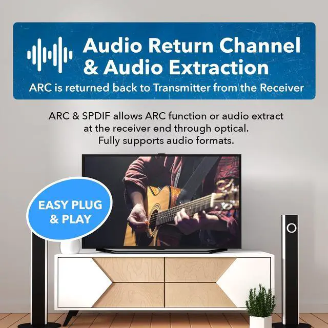 Alt view image 7 of 7 - HDMI Cat7 Extender 230ft HDBaseT, 4K2K@60Hz, Two-Way IR, HDR, ARC, POC | HDMI Extender with ARC, HDMI Extender ARC HDCP 2.2, 18Gbps, Dolby 5.1, DTS 5.1, PCM 2.0, EDID, Bi-directional IR PoC