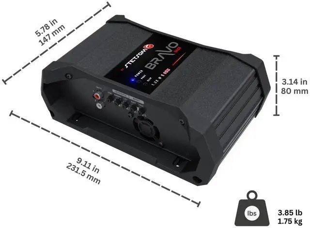 Alt view image 4 of 7 - Bravo BASS 1200 1 Ohm - Mono Car Amplifier, 1200.1 1.2K Watts RMS, Monoblock, 1 Stable Car Audio, HD Sound Quality, Crossover & Bass Boost, Car Stereo Speaker Subwoofer MD, Smart Coolers