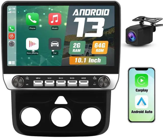 Main image of Car Radio Stereo Upgrade for Dodge RAM 1500/2500/3500 2013-2018, Android Head Unit with 10.1 Inch Touch Screen/Backup Camera/Wireless CarPlay & Android Auto/Mirroring/Wi-Fi/Bluetooth/SWC/FM/AM