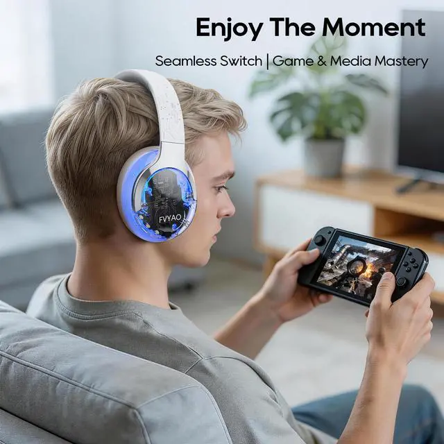 Alt view image 5 of 7 - BUGANI Bluetooth Headphones Over Ear with RGB Light | Foldable Lightweight Wireless Over Ear Headphone Bluetooth 6.0, 65H Playtime, Comfortable Breathable Working Gaming Travel