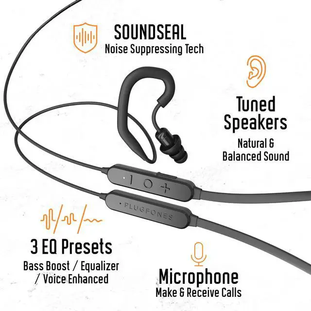 Alt view image 4 of 7 - FreeReign XC Bluetooth Hearing Protection Earplug Headphones | 31dB NRR Noise Reduction, Work Earbuds for Construction, Warehouse, OSHA Safety Ear Plugs, Foam Silicone Tips, Black, Mic