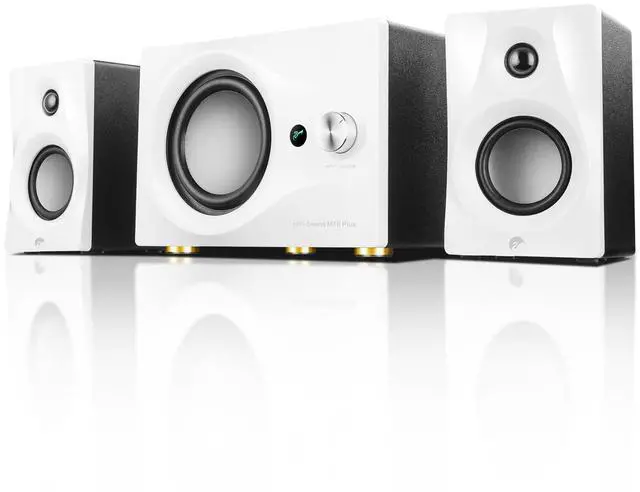 Main image of M10 Plus White Bookshelf Speakers with Subwoofer for Gaming PC | 2.1 Channel 60W RMS, 5-Inch Subwoofer, Optical Coaxial RCA Inputs, Desk Speakers for Desktop PC, Dual Rear Inverter Tubes