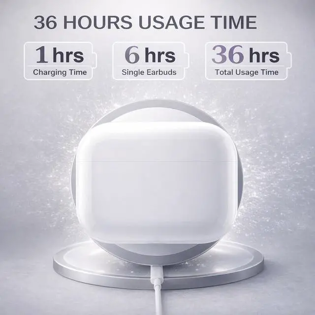 Alt view image 4 of 7 - Wireless Earbuds (2nd Gen), Active Noise Cancellation, Bluetooth 5.3, High-Fidelity Sound, IPX7 Waterproof, 40-Hour Playtime, Wireless in-Ear Ear Buds Pro 2 for Apple iPhone/Android, White