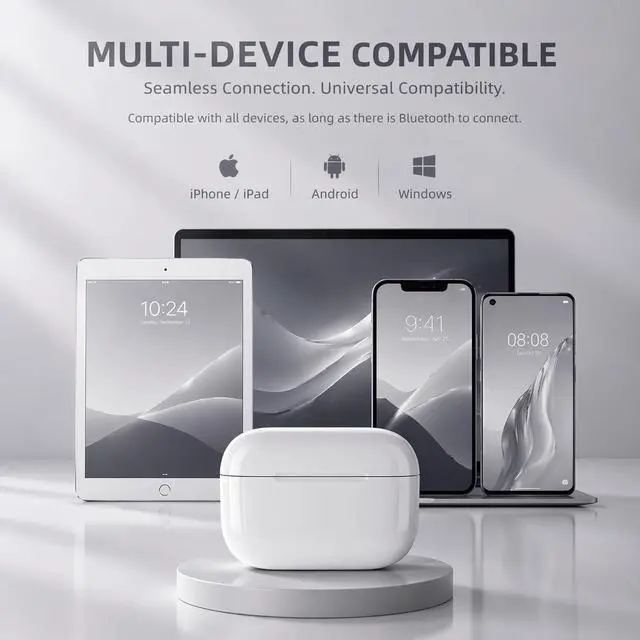Alt view image 7 of 7 - Wireless Earbuds (2nd Gen), Active Noise Cancellation, Bluetooth 5.3, High-Fidelity Sound, IPX7 Waterproof, 40-Hour Playtime, Wireless in-Ear Ear Buds Pro 2 for Apple iPhone/Android, White