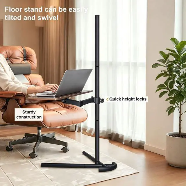 Alt view image 4 of 7 - Adjustable Laptop Stand for Bed and Couch V-Shaped Base | Dual metal clips, wood and steel frame, tool-free assembly, book stand, fits iPad Pro 12.9, Surface Pro, Kindle, for desk