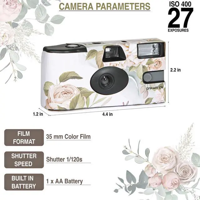 Alt view image 2 of 7 - Disposable Camera Wedding Bulk 10-Pcs Wedding Disposable Cameras 27 Exp. Film Camera Disposable for Wedding, Party, Baby Shower, Travel, Party Favors Single-Use ISO400 Film Camera 35mm