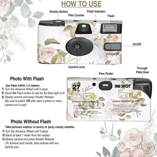 Alt view image 3 of 7 - Disposable Camera Wedding Bulk 10-Pcs Wedding Disposable Cameras 27 Exp. Film Camera Disposable for Wedding, Party, Baby Shower, Travel, Party Favors Single-Use ISO400 Film Camera 35mm