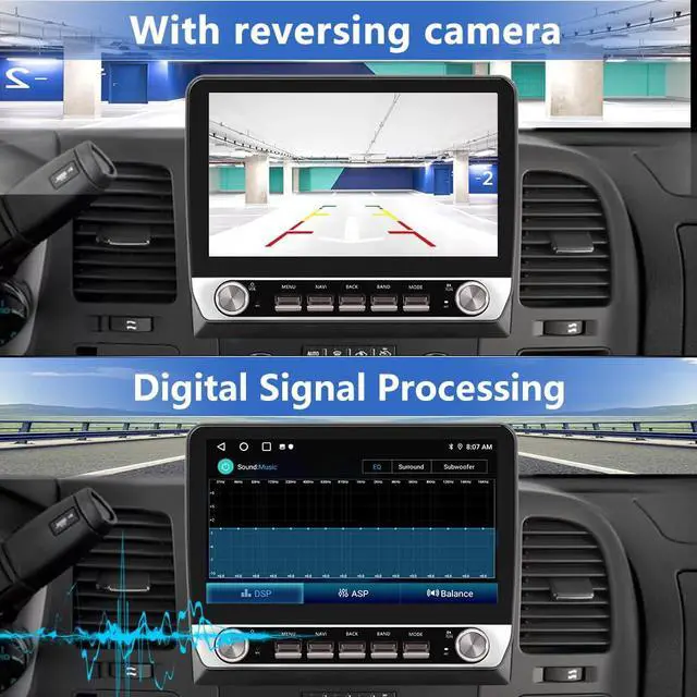 Alt view image 4 of 7 - 64GB 10 Inch HD Car Radio for Chevy Silverado GMC Sierra Yukon 2007-2013 | Android 13 Stereo with Wireless Carplay/Android Auto/Dual knobs/physical buttons/GPS/FM/AM/WiFi/SWC