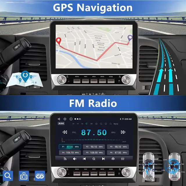 Alt view image 6 of 7 - 64GB 10 Inch HD Car Radio for Chevy Silverado GMC Sierra Yukon 2007-2013 | Android 13 Stereo with Wireless Carplay/Android Auto/Dual knobs/physical buttons/GPS/FM/AM/WiFi/SWC
