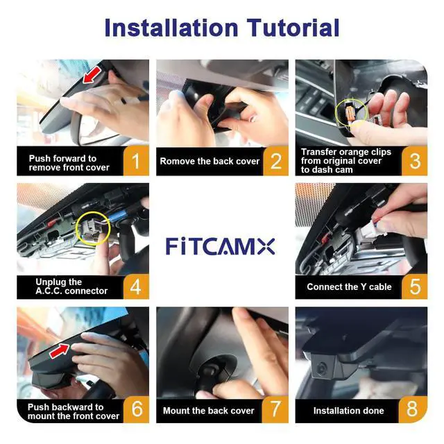 Alt view image 6 of 7 - 4K Dash Cam Suitable for Toyota RAV4 2017 2018 (Part No Ends with #42080 or 42090), OEM Factory Look, UHD 2160P Video, Built-in WiFi & APP, Loop Recording, G-Sensor, Plug & Play, 64GB Card
