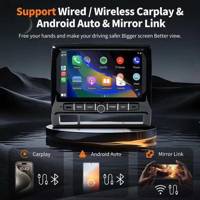 Alt view image 2 of 7 - 9 inch Car Radio Stereo Head Unit Upgrade for Toyota Tacoma 2005-2015 with Android13/5G WiFi/Wireless CarPlay/Android Auto/Touch Screen/GPS Navigation/Bluetooth/FM Radio/AHD Backup Camera(4G+64G)