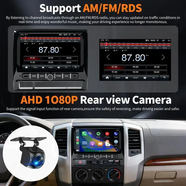 Alt view image 5 of 7 - 9 inch Car Radio Stereo Head Unit Upgrade for Toyota Tacoma 2005-2015 with Android13/5G WiFi/Wireless CarPlay/Android Auto/Touch Screen/GPS Navigation/Bluetooth/FM Radio/AHD Backup Camera(4G+64G)
