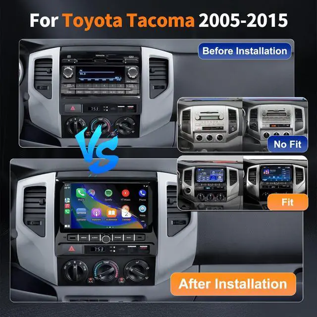 Alt view image 7 of 7 - 9 inch Car Radio Stereo Head Unit Upgrade for Toyota Tacoma 2005-2015 with Android13/5G WiFi/Wireless CarPlay/Android Auto/Touch Screen/GPS Navigation/Bluetooth/FM Radio/AHD Backup Camera(4G+64G)