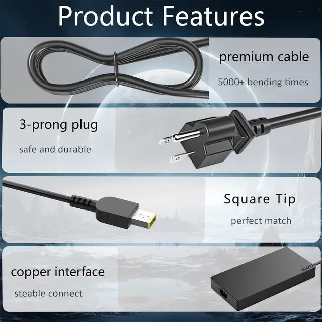 Alt view image 5 of 6 - 300W/330W/245W Charger Compatible with Lenovo Legion 5 5i 7 Pro 5 | Compatible with Lenovo Legion 5 15AHP10 83M0 5i 16IAX10 83NX 7 16IAX10 83KY Pro 5 16ADR10 83LT, Laptop Charger