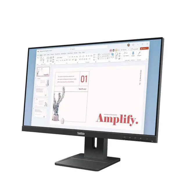 Alt view image 2 of 7 - ThinkVision E24-40 24" Class Full HD LED Monitor - 16:9 - Raven Black