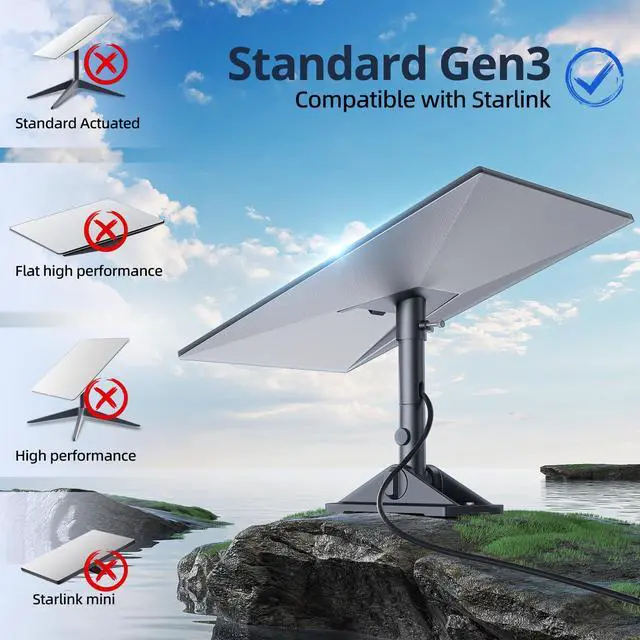 Alt view image 3 of 6 - Starlink Gen 3 Mount, Starlink Pivot Mount with Pipe Adapter and Mast, Swiveling Mechanism Design, Standard Gen 3 Mount for Slanted, shingled Roofs, Easy to Install and Adjust
