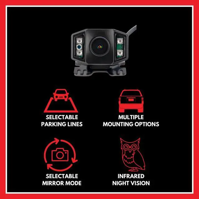 Alt view image 4 of 7 - Universal HD Front or Rear Backup Camera with Night Vision & Multiple Mounting Bracket Options, IP67 Waterproof, Parking Lines, Ultra Wide Viewing Angle, Works with Most Aftermarket Radios
