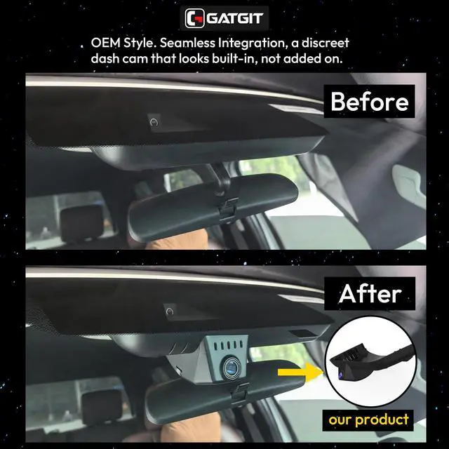 Alt view image 2 of 7 - Front 4K Dash Cam fit for Toyota Tacoma 2024 2025 2026 4th gen | TRD SR SR5 Sport Pre-Runner Off Road Limited & Tacoma Hybrid,integrated Camera,OEM Factory Look,2160P HDR,5.8G WiFi,GPS
