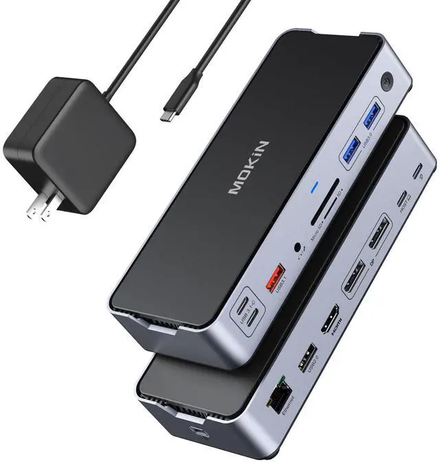 Main image of 8K USB C Laptop Docking Station Dual Monitor,MOKiN Docking Station 3 Monitors with 2*DisplayPort,HDMI,15 in 1 USB C Dock 100W PD,6*USB Ports,Ethernet,SD&TF,for Dell/HP/MacBook (Include Power Adapter)