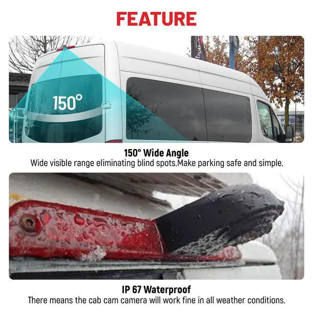 Alt view image 5 of 7 - 3rd Brake Lamp Casing with Backup Camera Roof Mount Fit for 2007-2018 Mercedes-Benz Sprinter, Dodge Sprinter, VW Crafter Vans Rear View Reverse Parking Camera with 6 IR LEDs