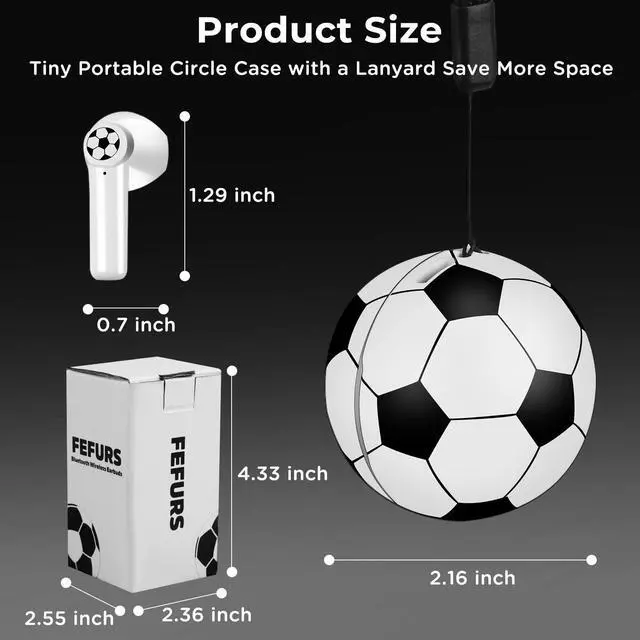 Alt view image 7 of 7 - 1Pack New Wireless Earbuds Kids with Football Charging Box,Comfortable Fit Ergonomic Design Ear Buds with 40Hrs Playtime,Wireless Bluetooth Earphone for Android iOS Cell Phone Computer Laptop