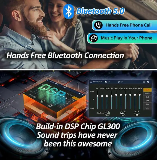 Alt view image 2 of 6 - Double Din Car Stereo - 10"" Touchscreen Car Stereo with Bluetooth, Backup Camera, Car Audio, Car Radio - Compatible with Wireless CarPlay & Android Auto, Mirror Link, Gold