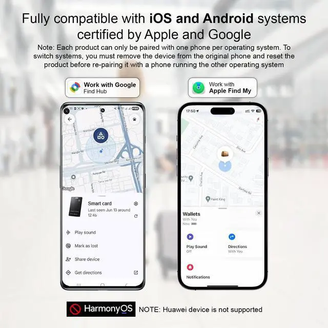Alt view image 2 of 7 - Air Card Tag Pro Wallet Tracker 1.6mm for Android & iOS, Dual System Rechargeable Smart Card Work with Google Find Hub or Apple Find My APP, Item Finder Locator for Luggage/Suitcase/Bags.2 Pack