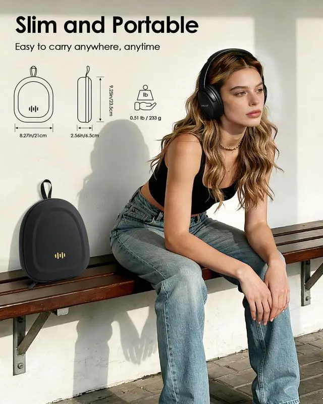 Alt view image 5 of 7 - Headphone Hard Case Replacement for Bose QuietComfort/Sony WH-CH/JBL/Soundcore Anker Over-Ear Headphones, Super-Slim Upgrade PU Universal Portable Travel Organizer Bag (Black)
