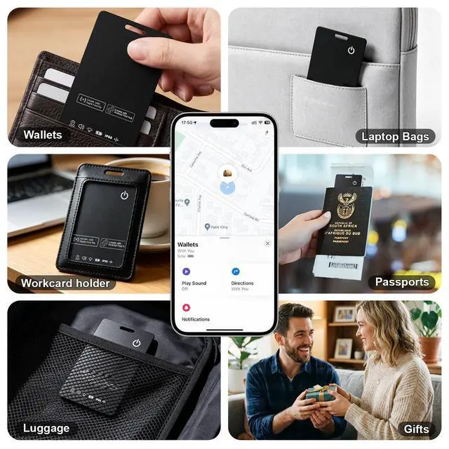 Alt view image 7 of 7 - Air Card Tag Pro Wallet Tracker 1.6mm for Android & iOS, Dual System Rechargeable Smart Card Work with Google Find Hub or Apple Find My APP, Item Finder Locator for Luggage/Suitcase/Bags.2 Pack