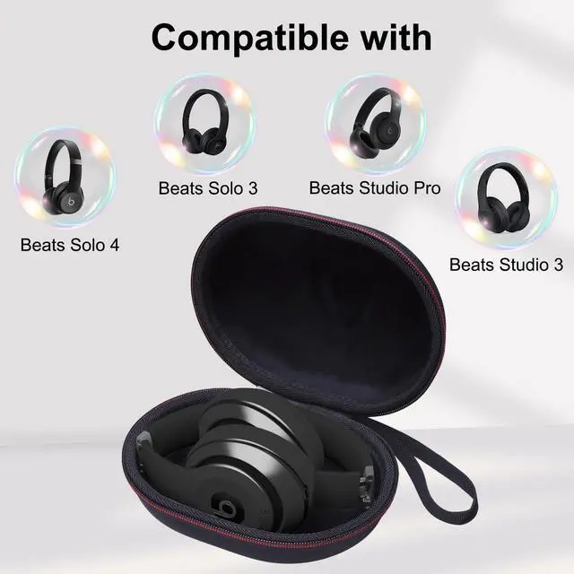 Alt view image 7 of 7 - Headphones Carrying Case, Black | Compatible with Beats Studio Pro, Solo 4, Studio 3, Solo 3, Solo 2 Over-Ear Headphones