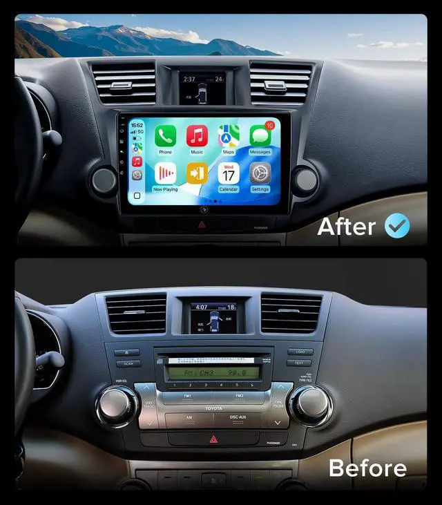 Alt view image 3 of 7 - 10" Linux Stereo for Toyota Highlander 08-14 CarPlay Auto | Fits Highlander 08-14, 3-Sec Fast Boot Linux, 1080P Backup Camera, Retains Factory JBL & SWC, Family Road Trips, Plug & Play