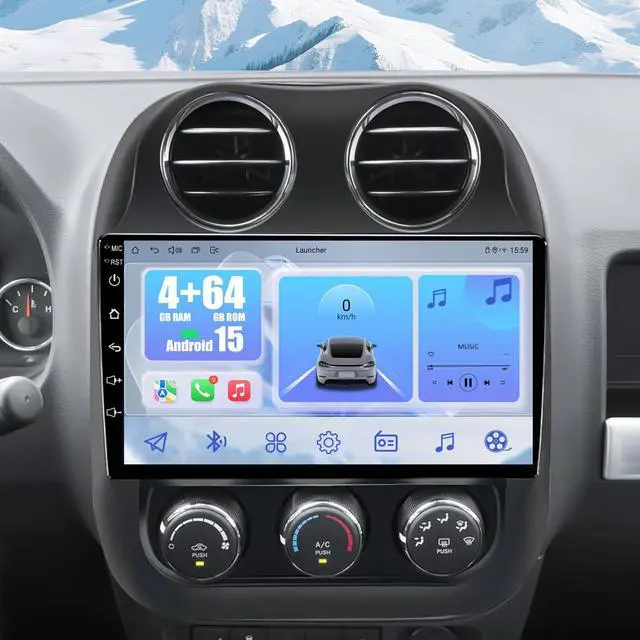 Main image of 4G+64G Car Radio for Jeep Patriot Compass 2010-2016: 10'' Touchscreen Android 15 Car Stereo for Jeep Patriot Radio Replacement, Wireless CarPlay Android Auto,Bluetooth/WiFi/GPS/FM SWC/Backup Camera